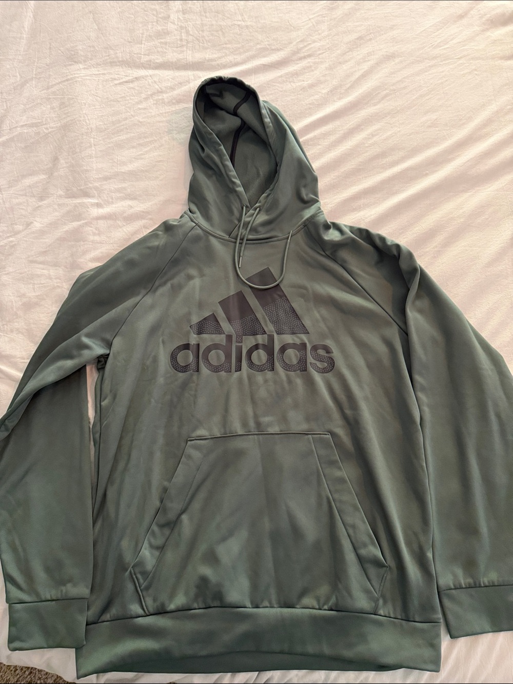 adidas Men's Olive Green Logo Hooded Pullover